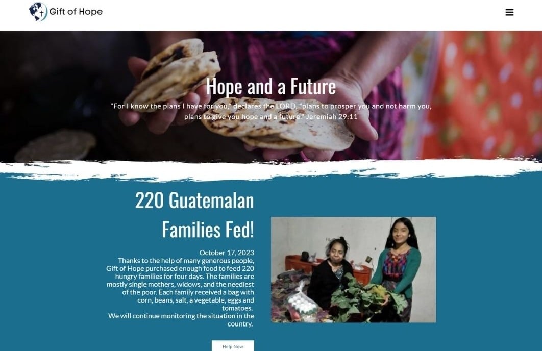Gift of Hope homepage makeover