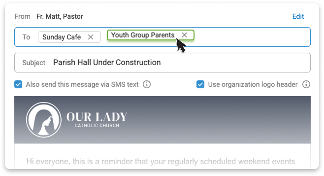 Easy to make emails in Connect