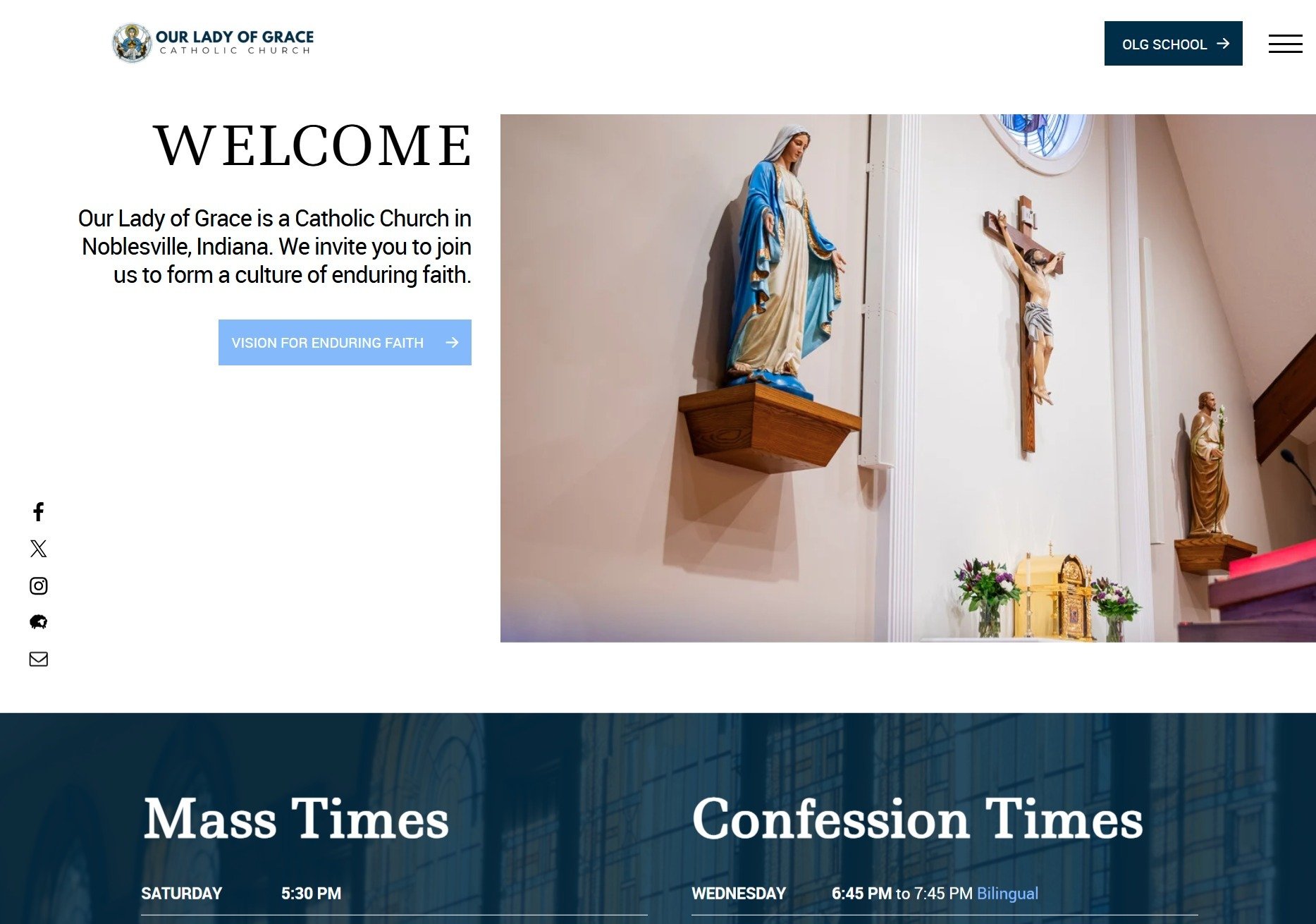 Our Lady of Grace Catholic Church School Noblesville Indiana eCatholic Homepage Makeover Services