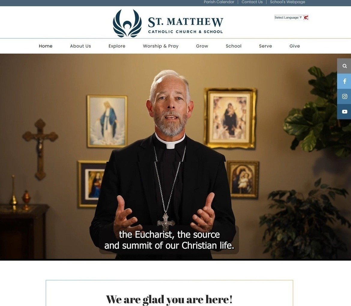 St Matthew Catholic Church School Hillsboro Oregon custom website homepage makeover eCatholic Services