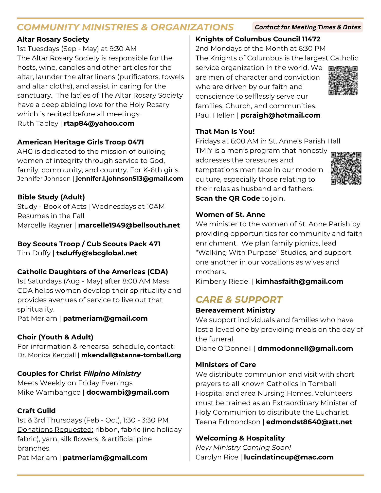 Community Ministries & Organizations