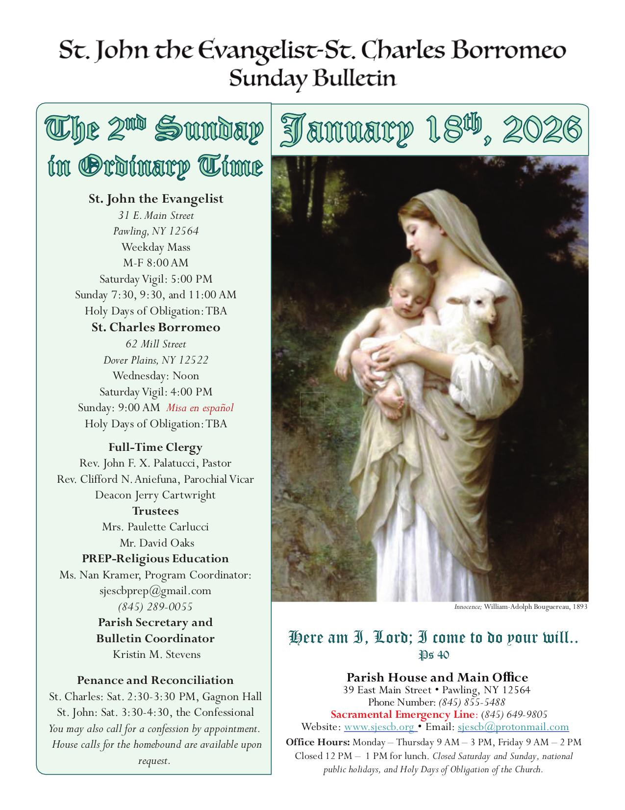 january 18, 2026 Bulletin