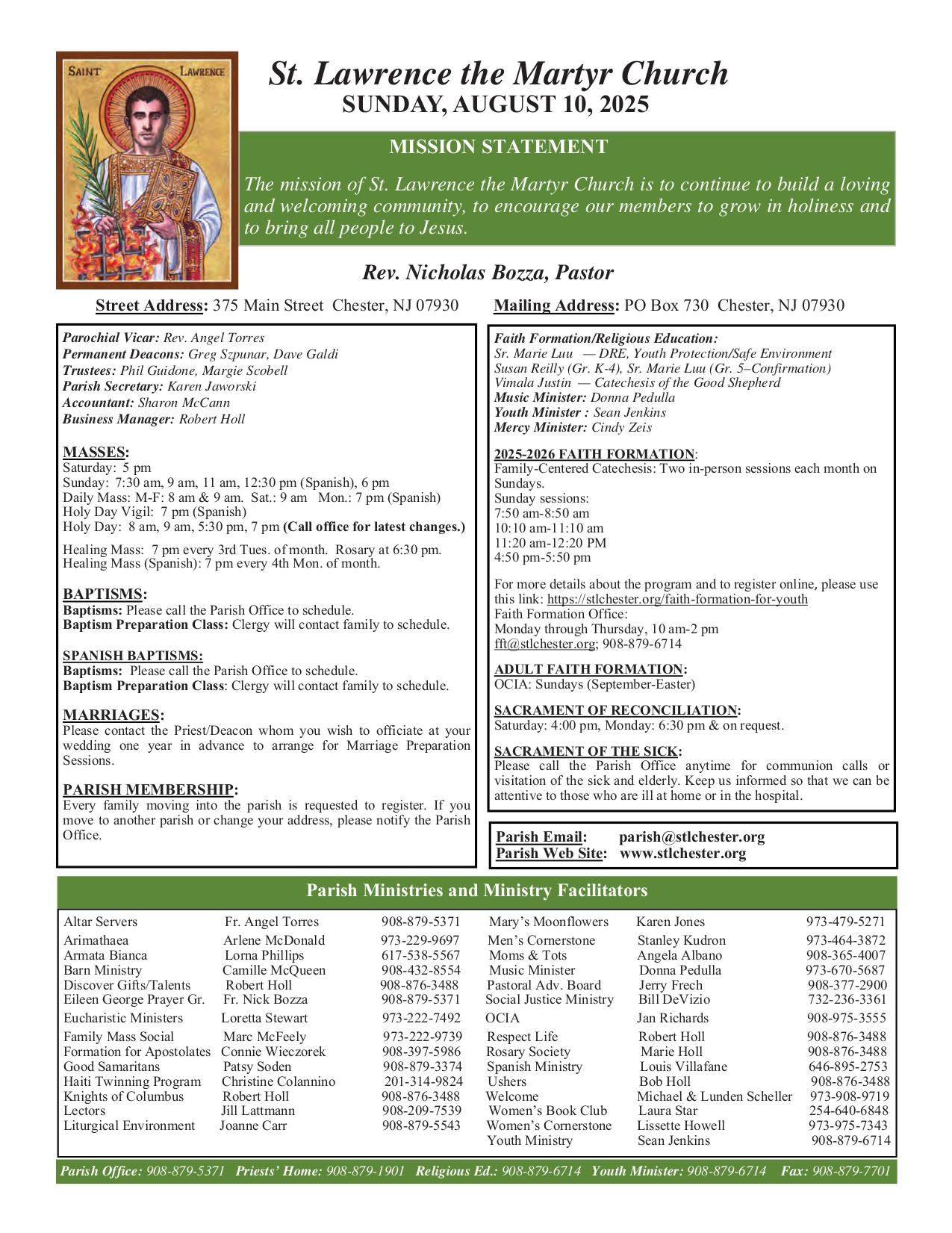 august 10, 2025 Bulletin