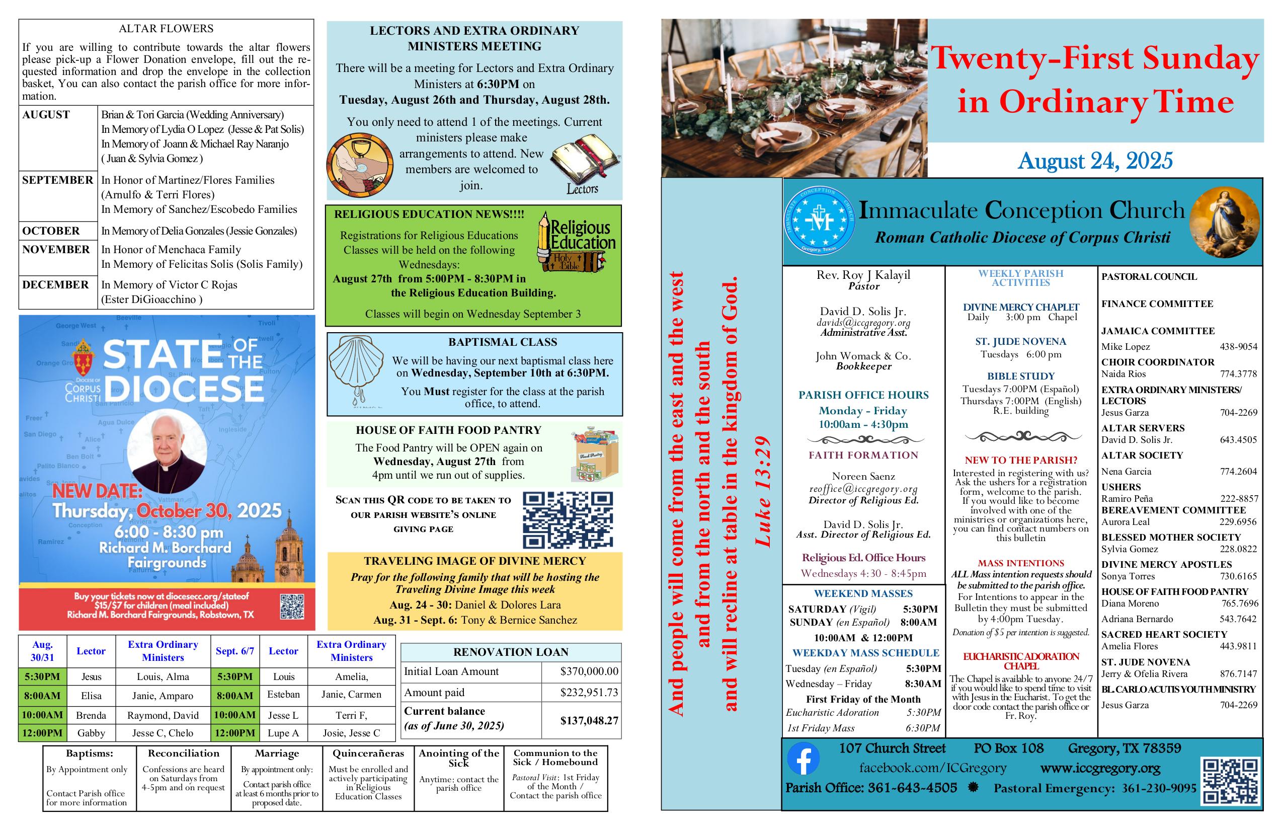 august 24, 2025 Bulletin