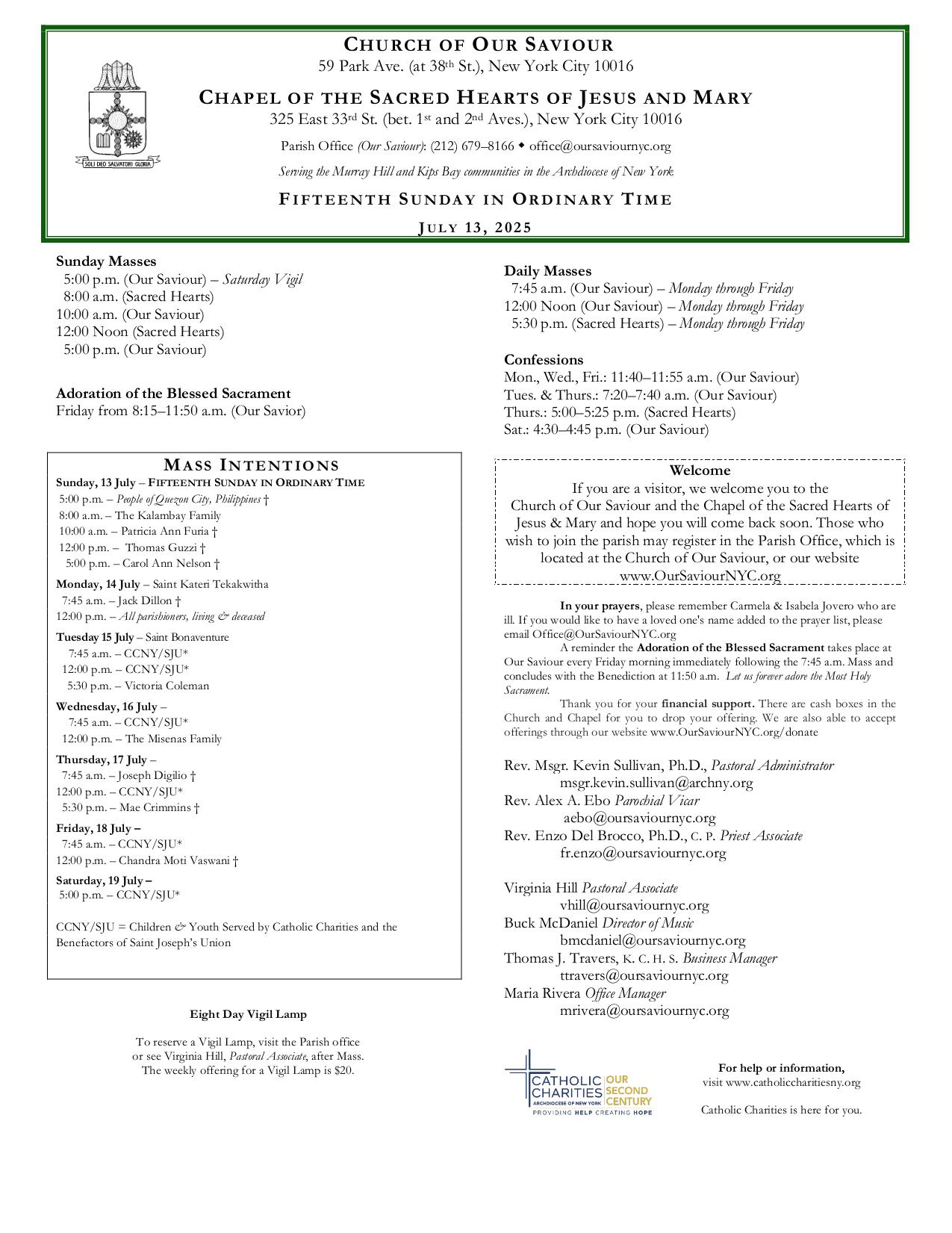 july 13, 2025 Bulletin