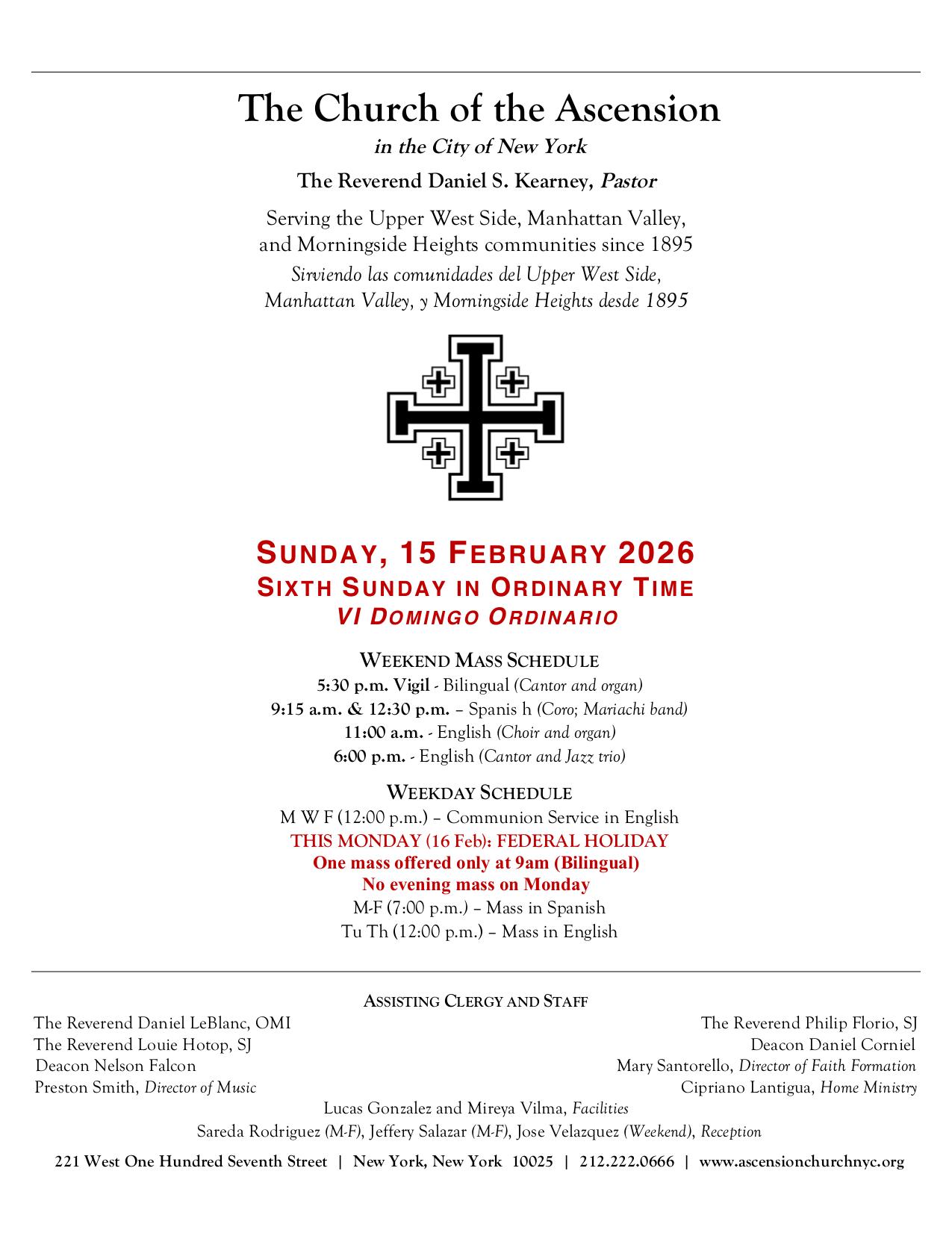 february 15, 2026 Bulletin