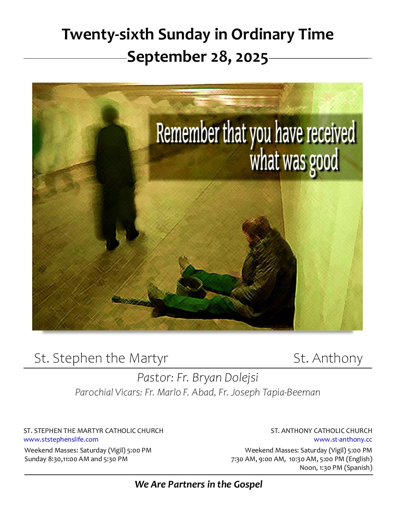 september 28, 2025 Bulletin