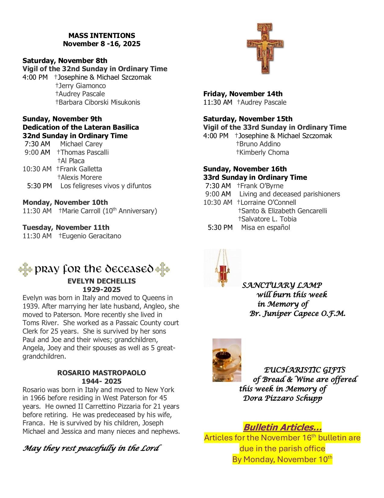 november 9, 2025 Bulletin