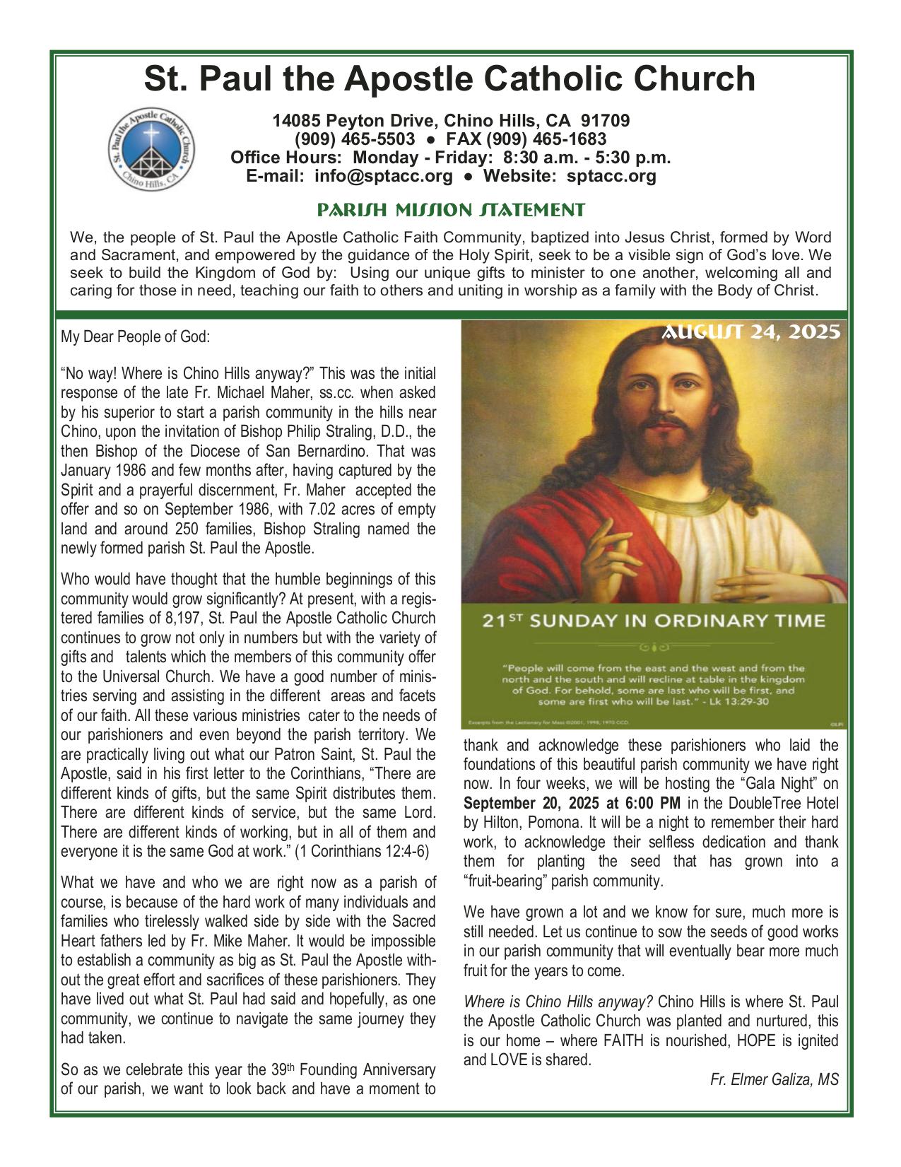 august 24, 2025 Bulletin