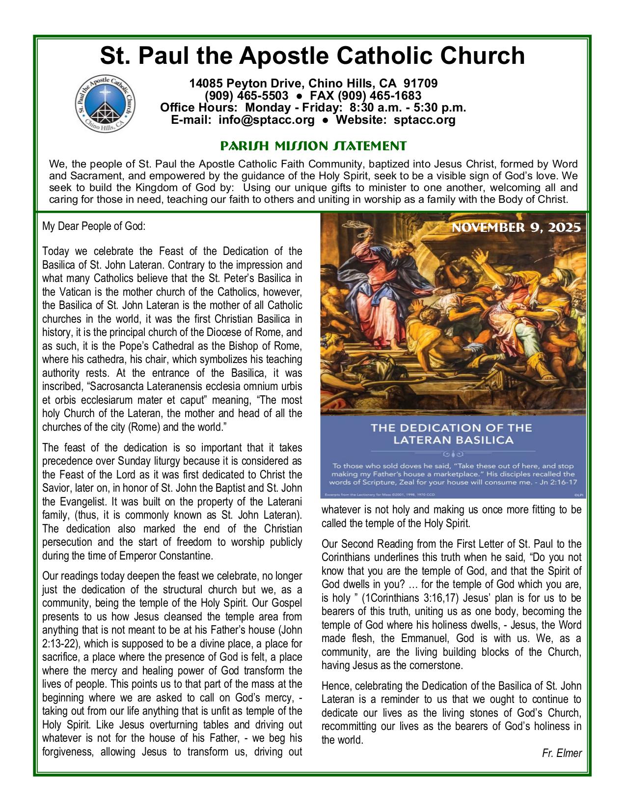 november 9, 2025 Bulletin