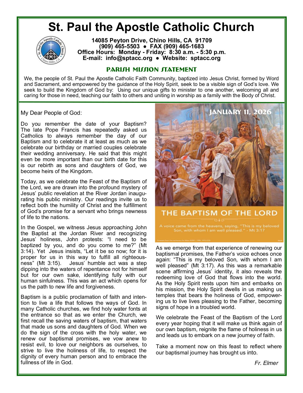 january 11, 2026 Bulletin