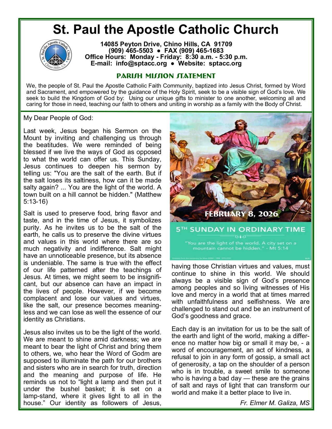 february 8, 2026 Bulletin