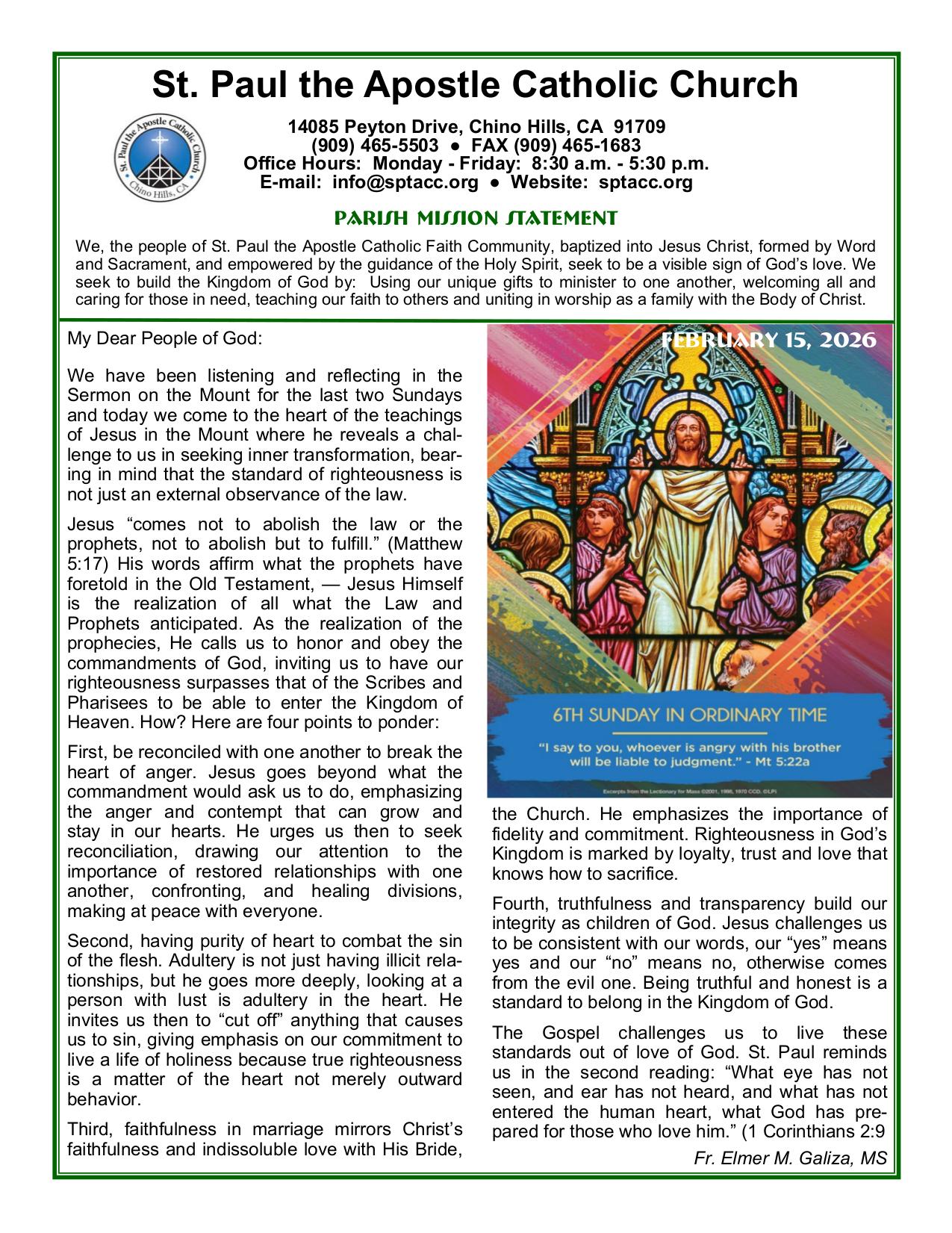 february 15, 2026 Bulletin