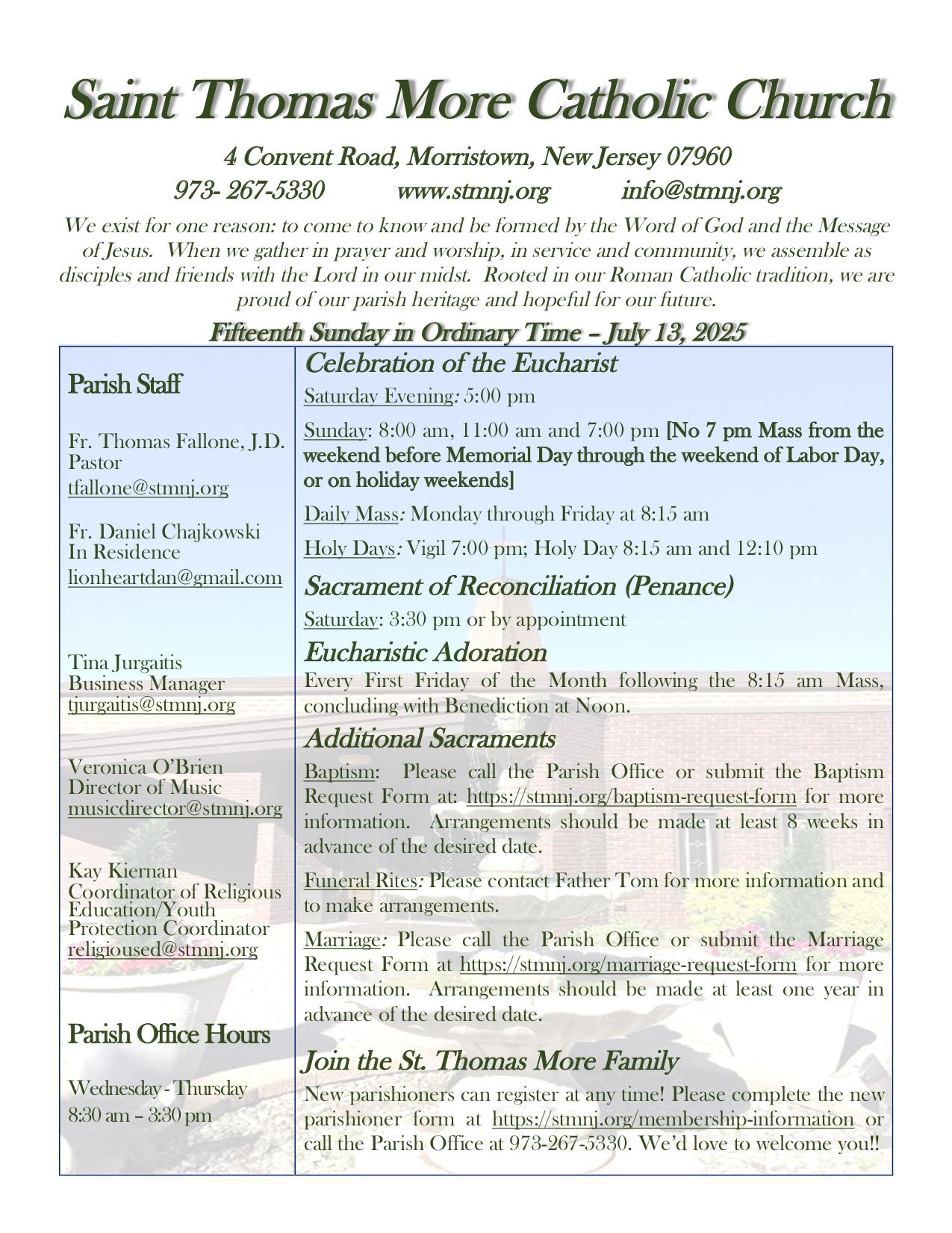 july 13, 2025 Bulletin