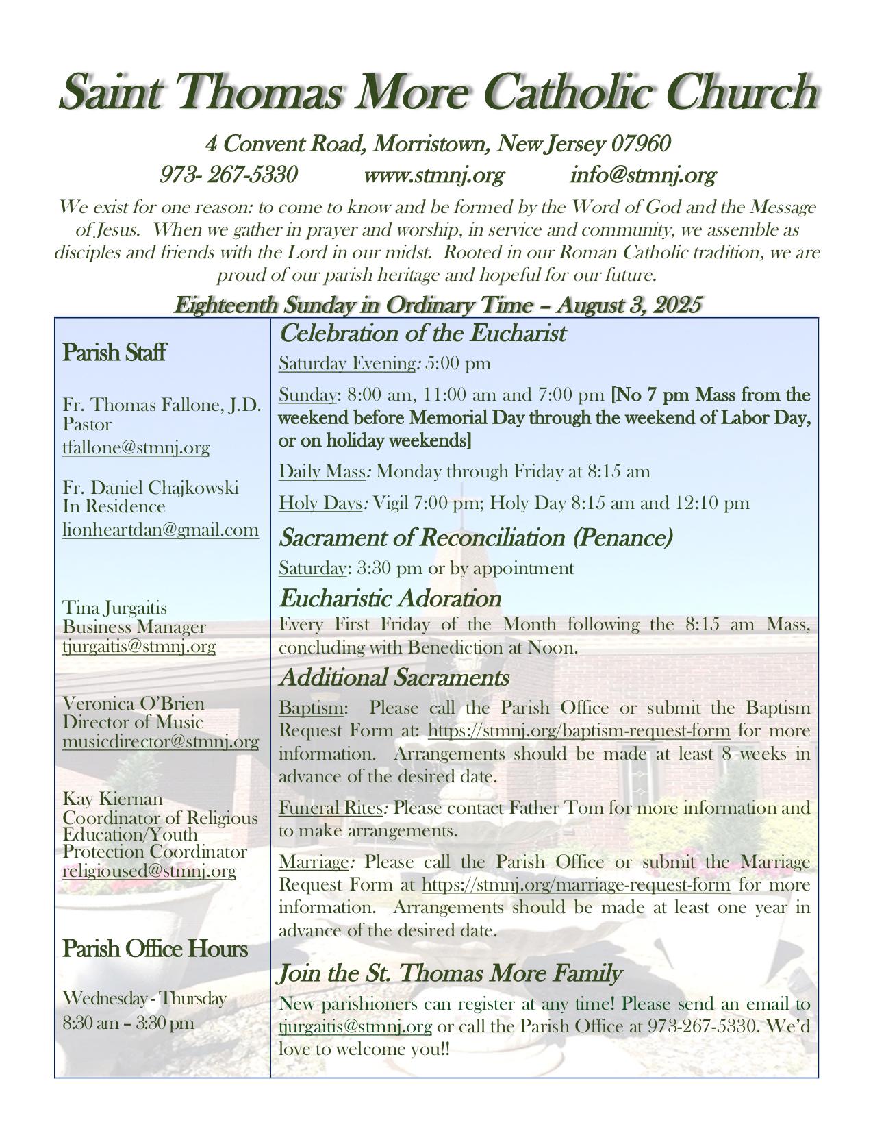 august 3, 2025 Bulletin