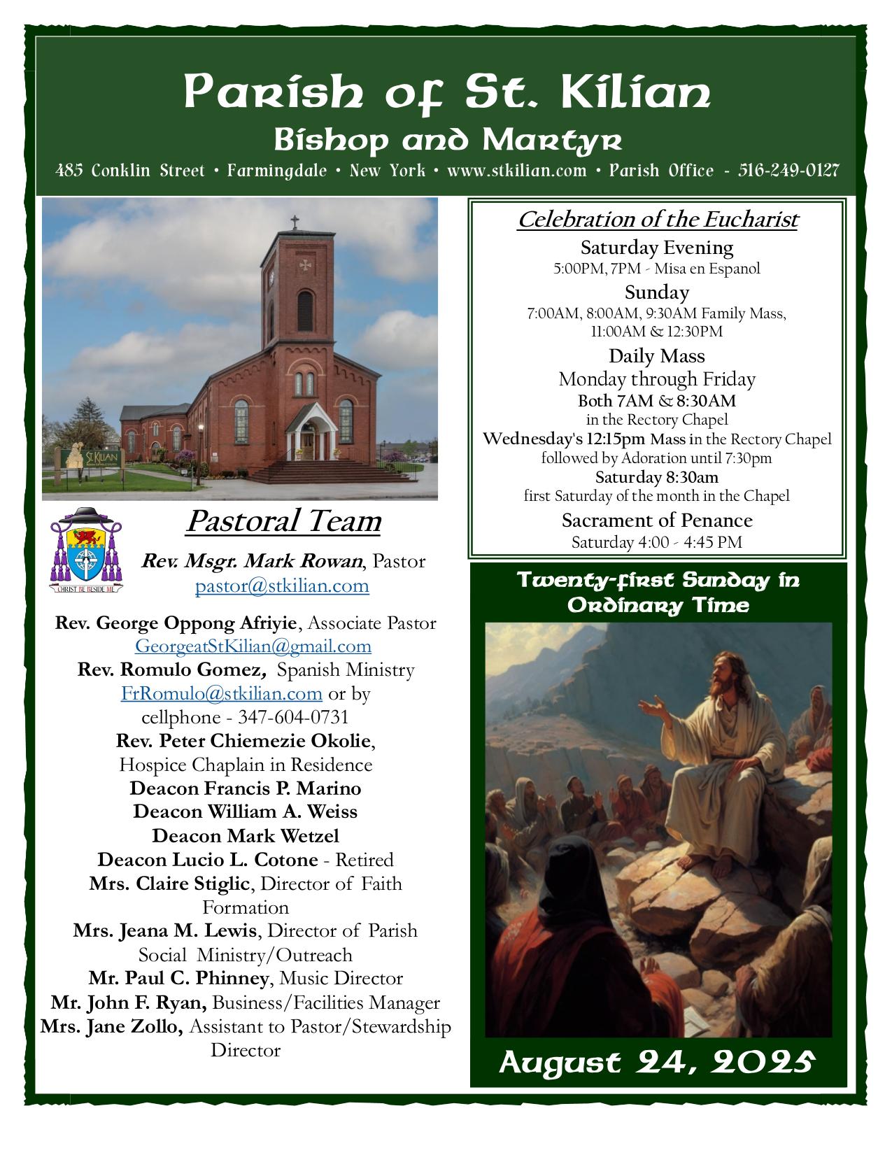 Bulletin for August 24, 2025
