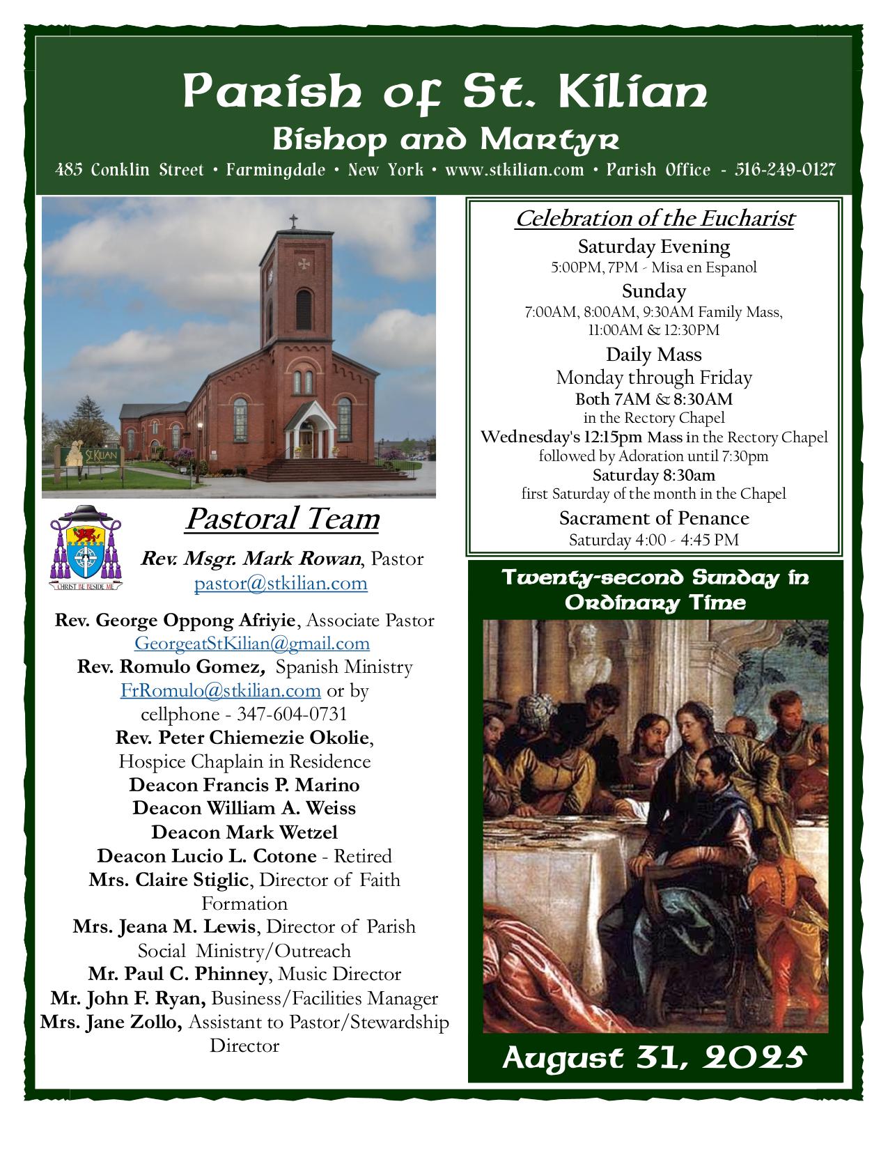 Bulletin for August 31, 2025