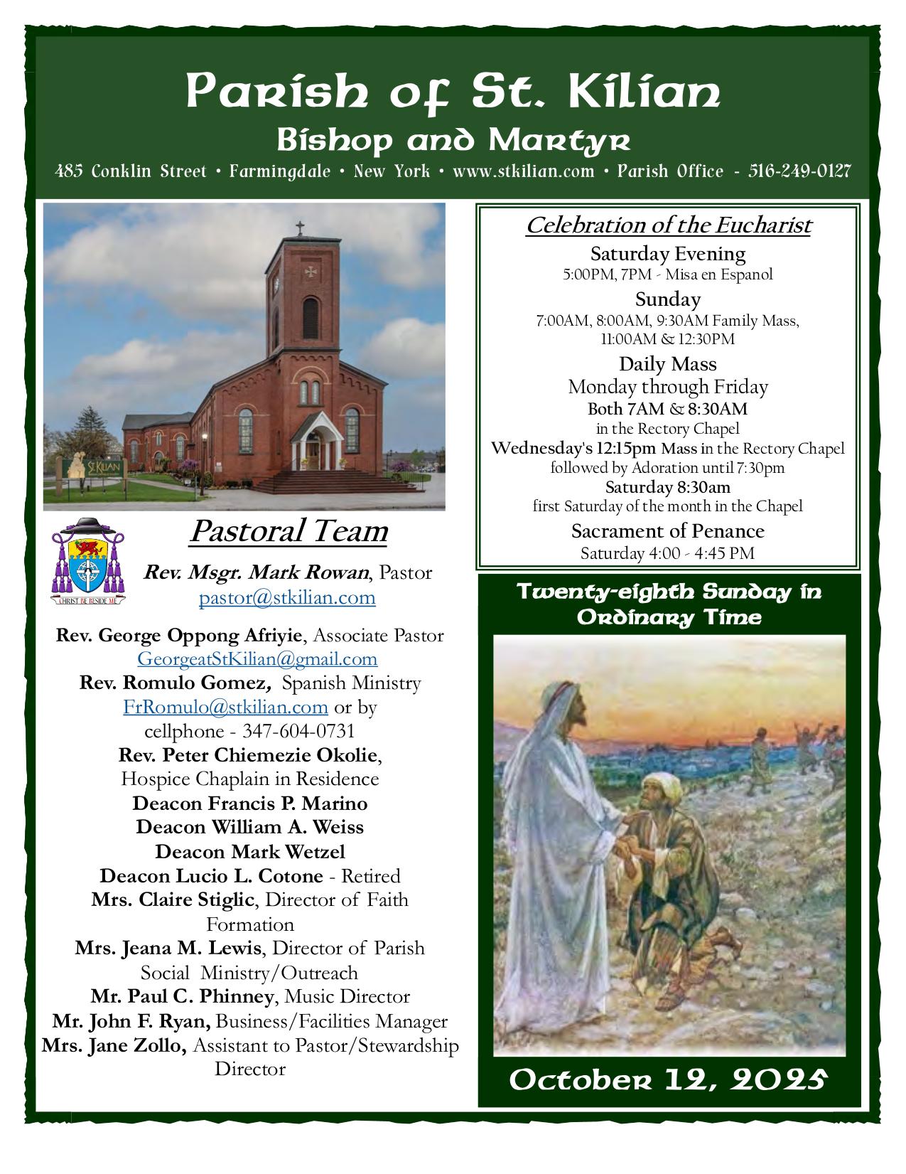 Bulletin for October 12, 2025