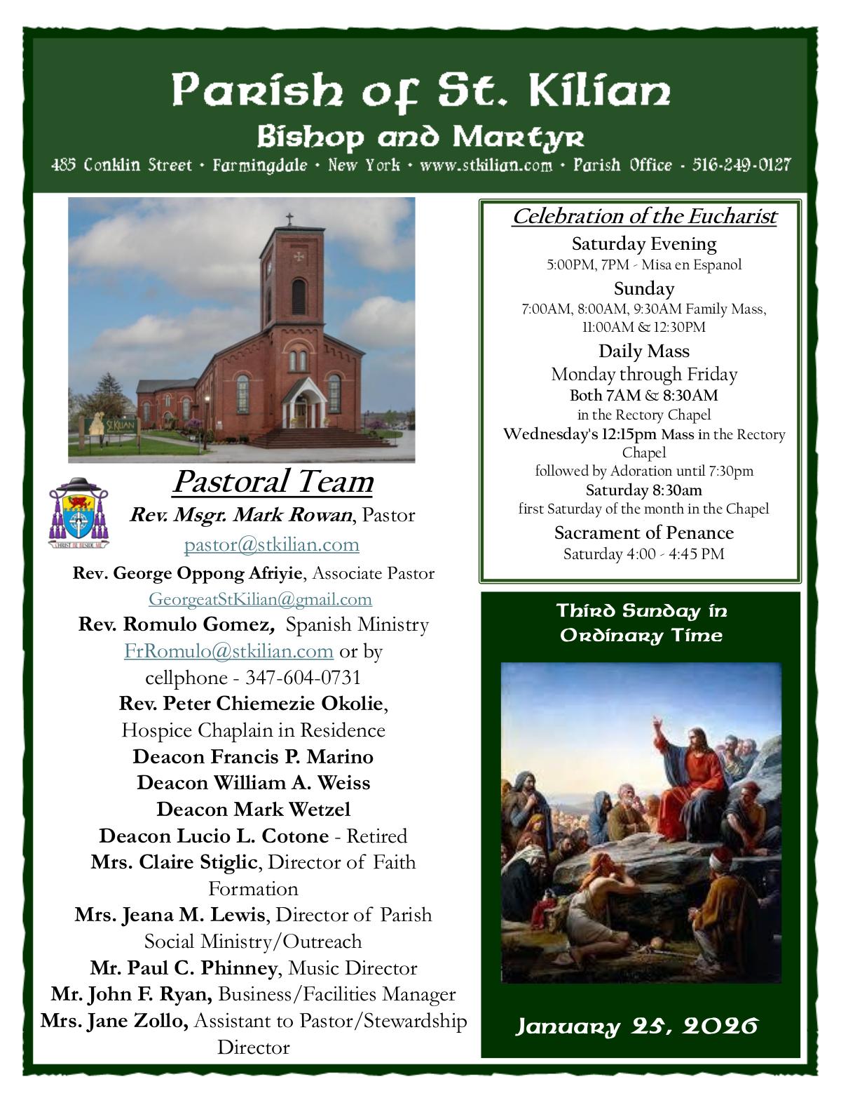 Bulletin for January 25, 2026