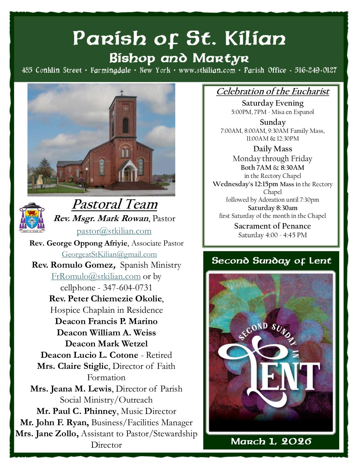 Bulletin for March 1, 2026