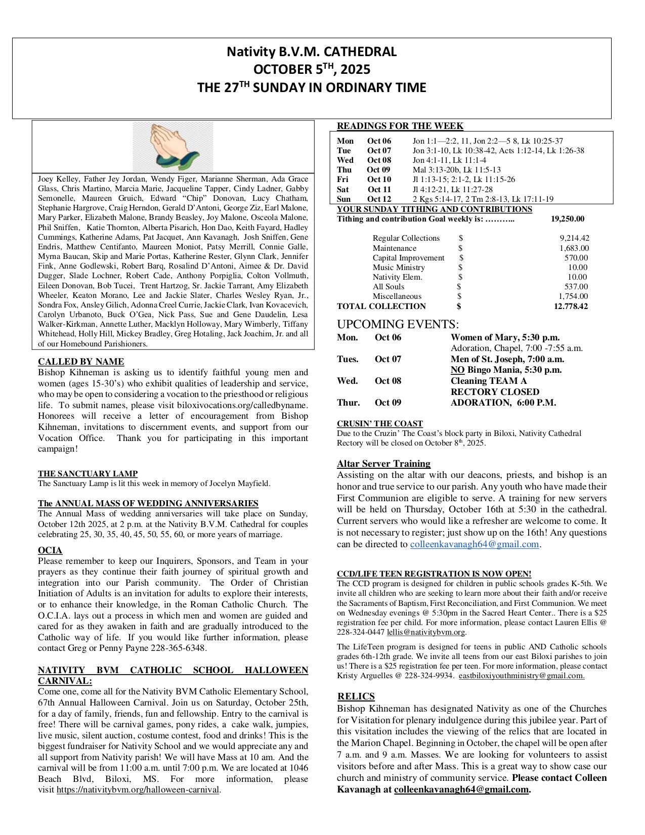 october 5, 2025 Bulletin