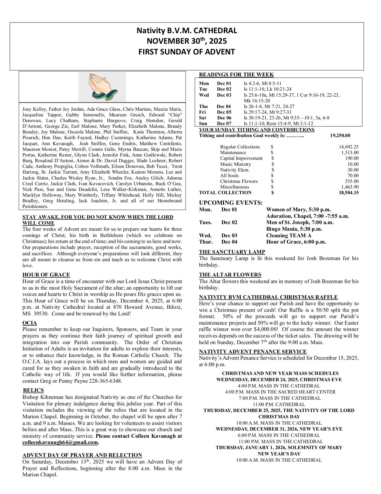 november 30, 2025 Bulletin