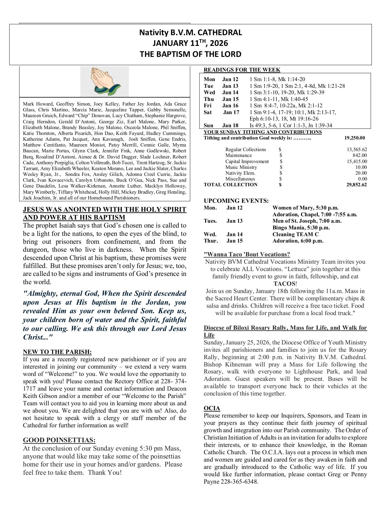 january 11, 2026 Bulletin