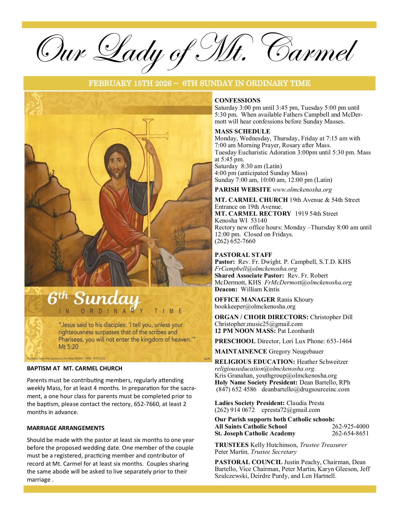 february 15, 2026 Bulletin