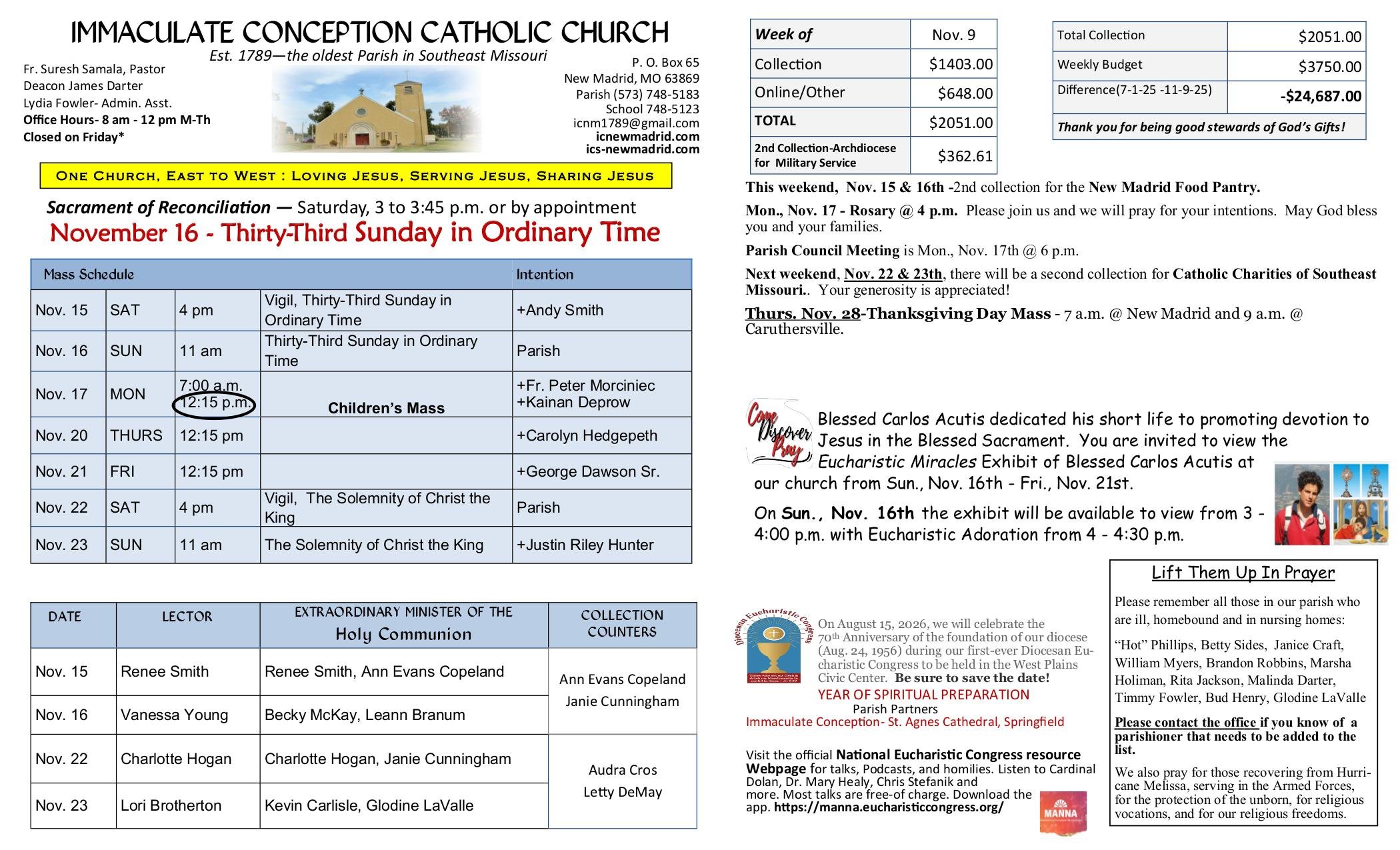 november 16, 2025 Bulletin