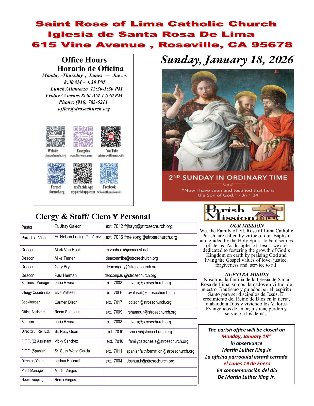 january 18, 2026 Bulletin