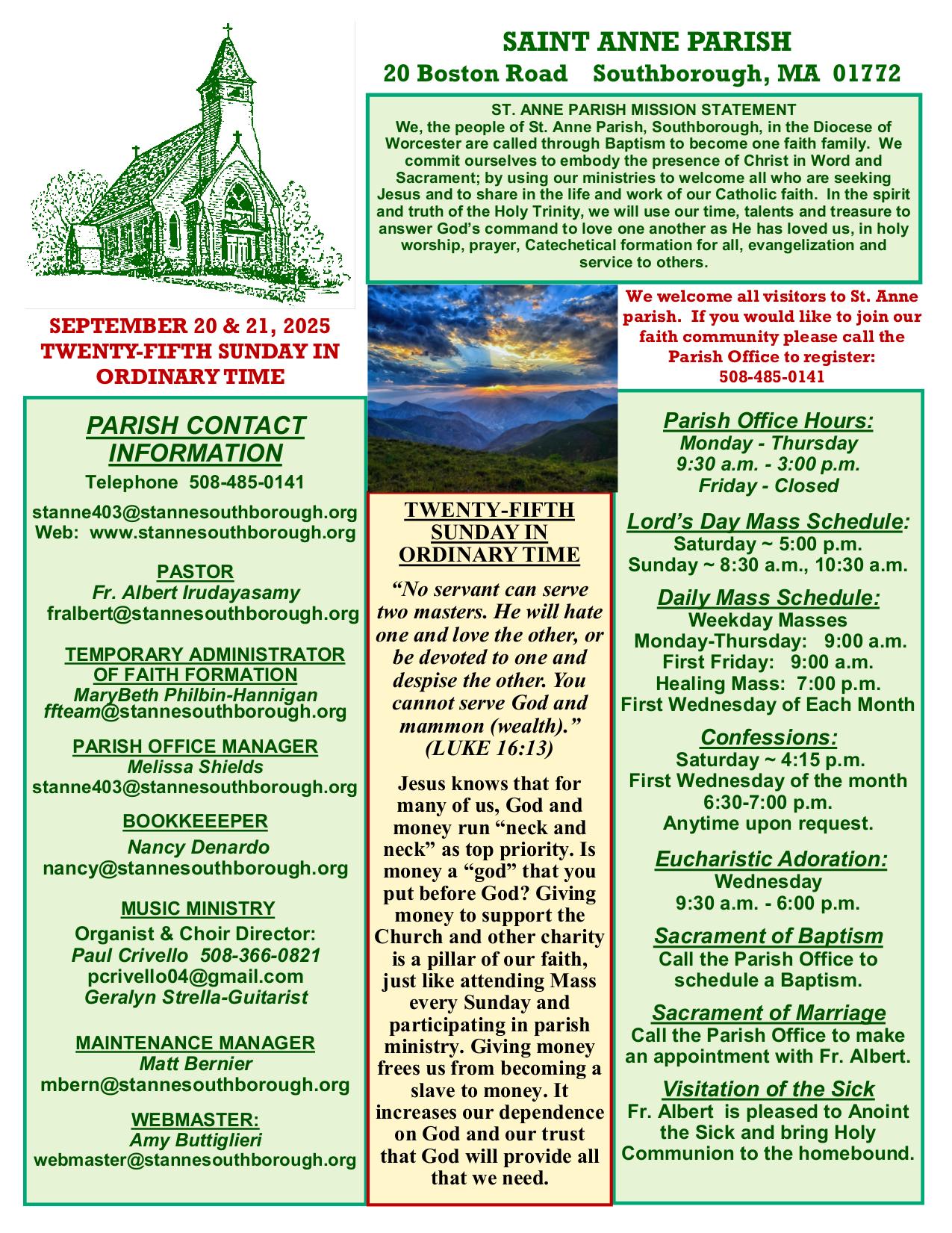 september 21, 2025 Bulletin