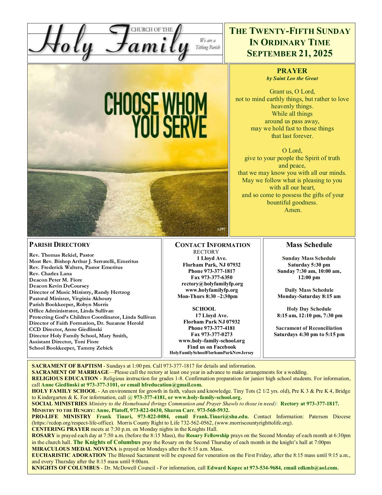 september 21, 2025 Bulletin