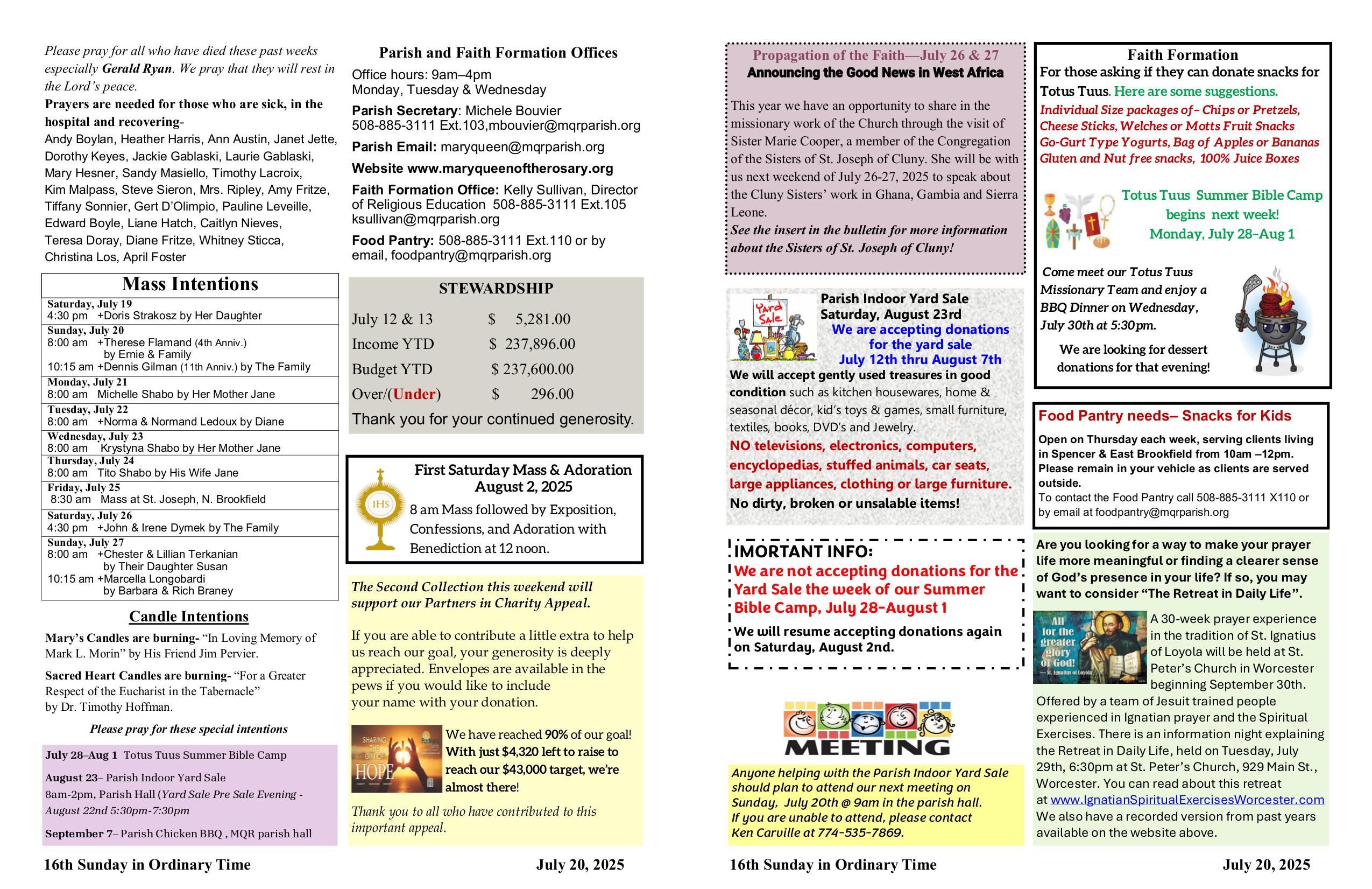 july 20, 2025 Bulletin