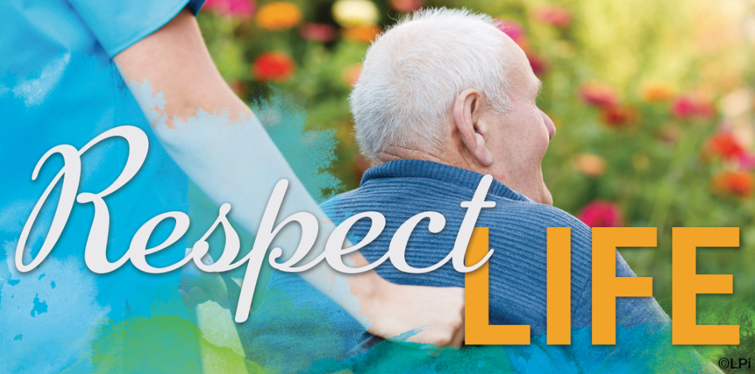 Respect Life Elderly Man Being pushed in a wheelchair