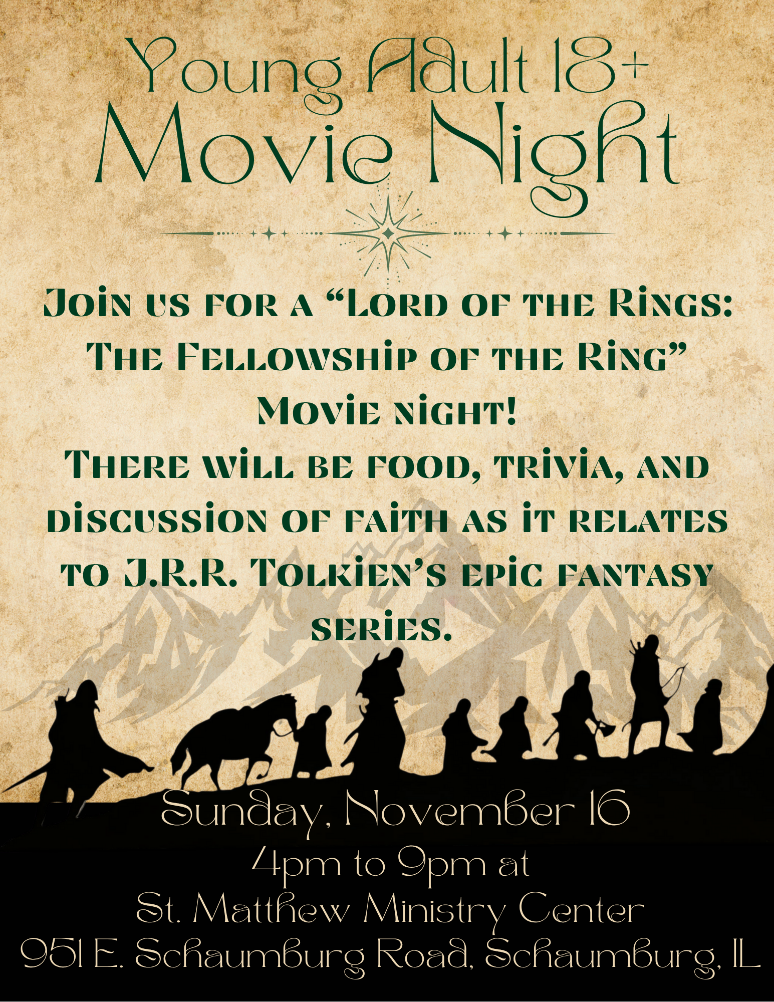 Young Adult 18+  Movie Night November 16