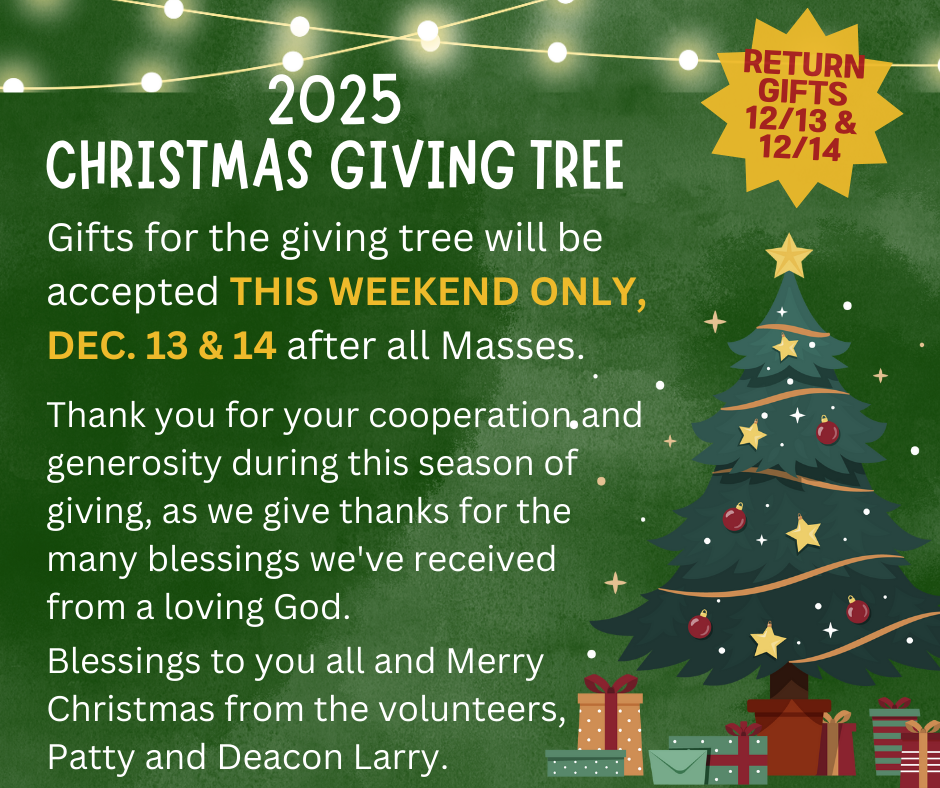 Giving Tree Return Gifts Dec 13 & 14
