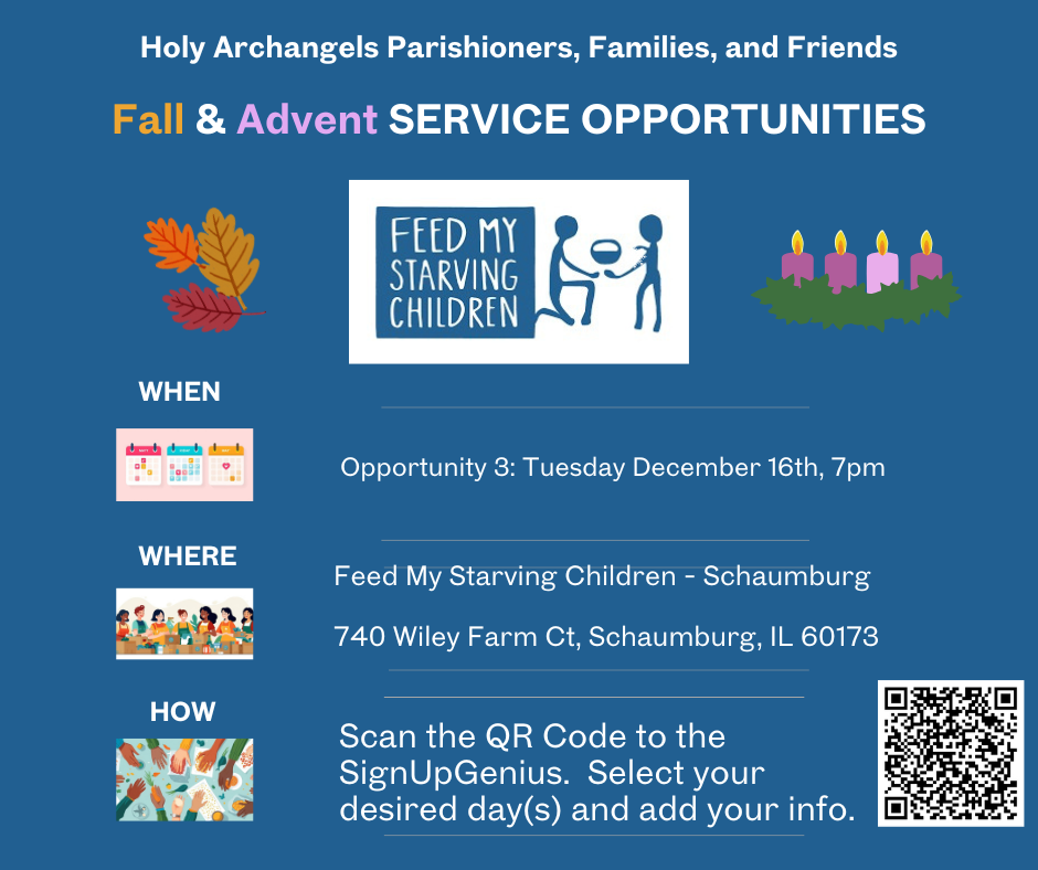 Feed My Starving Children Fall & Advent Service Opportunities