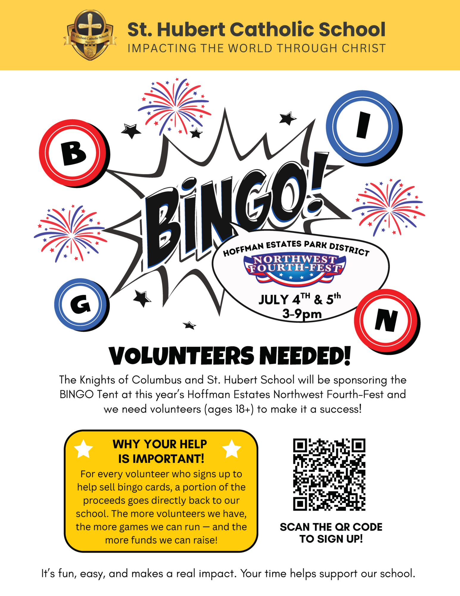 St. Hubert School Bingo at the Hoffman Estates Park District Northwest Fourth-Fest