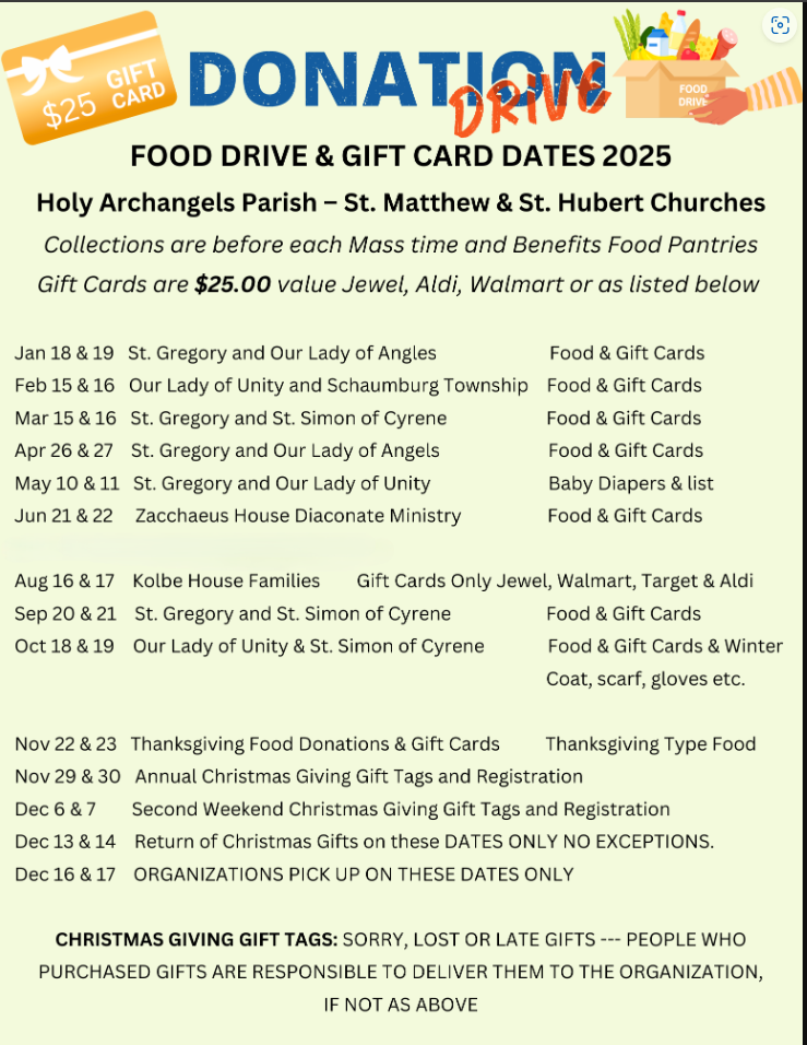 2025 Donation Drive Schedule Updated June 30 2025