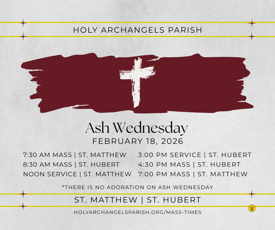 Ash Wednesday Mass & Services February 18, 2026