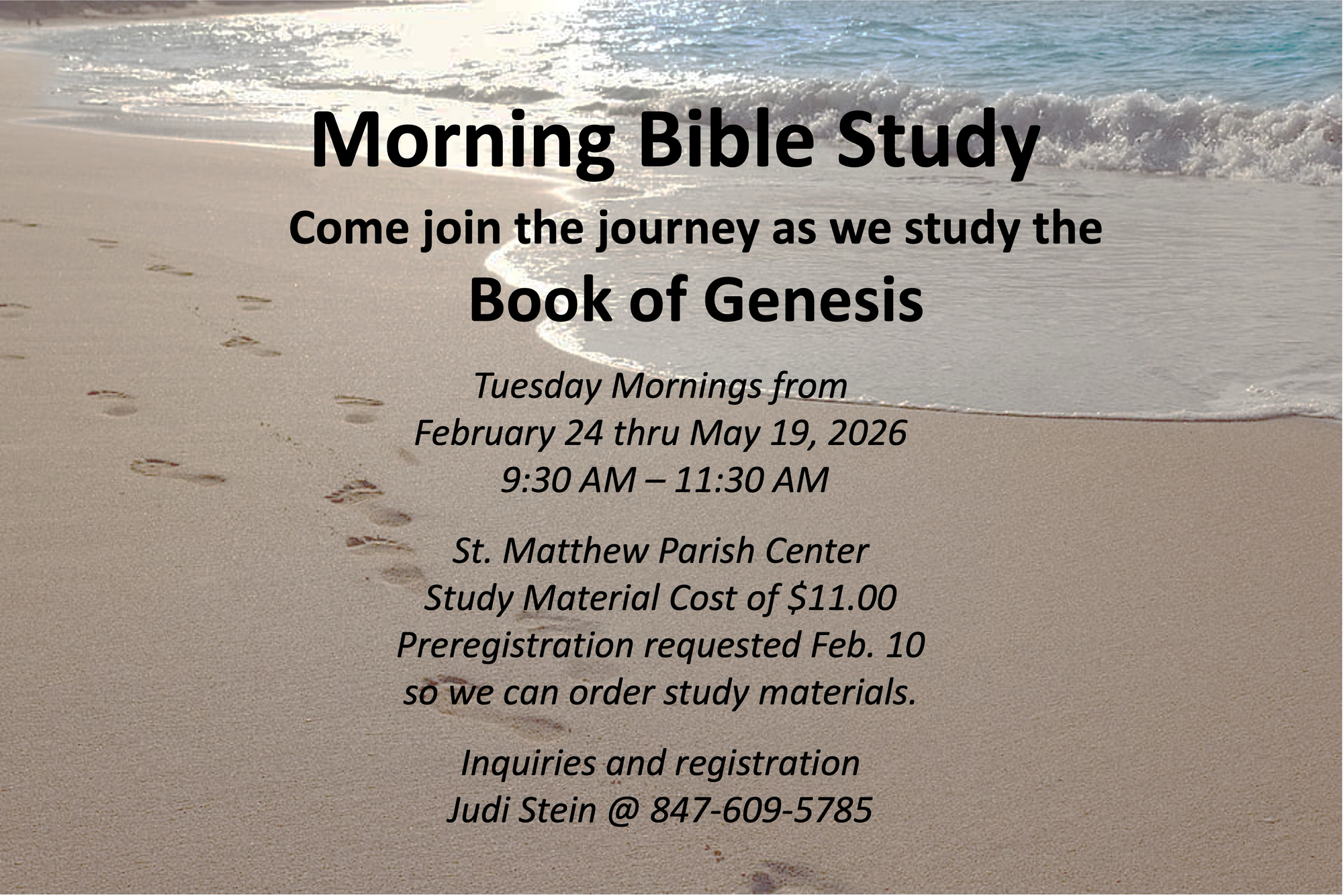 Footprints on the beach for Bible Study