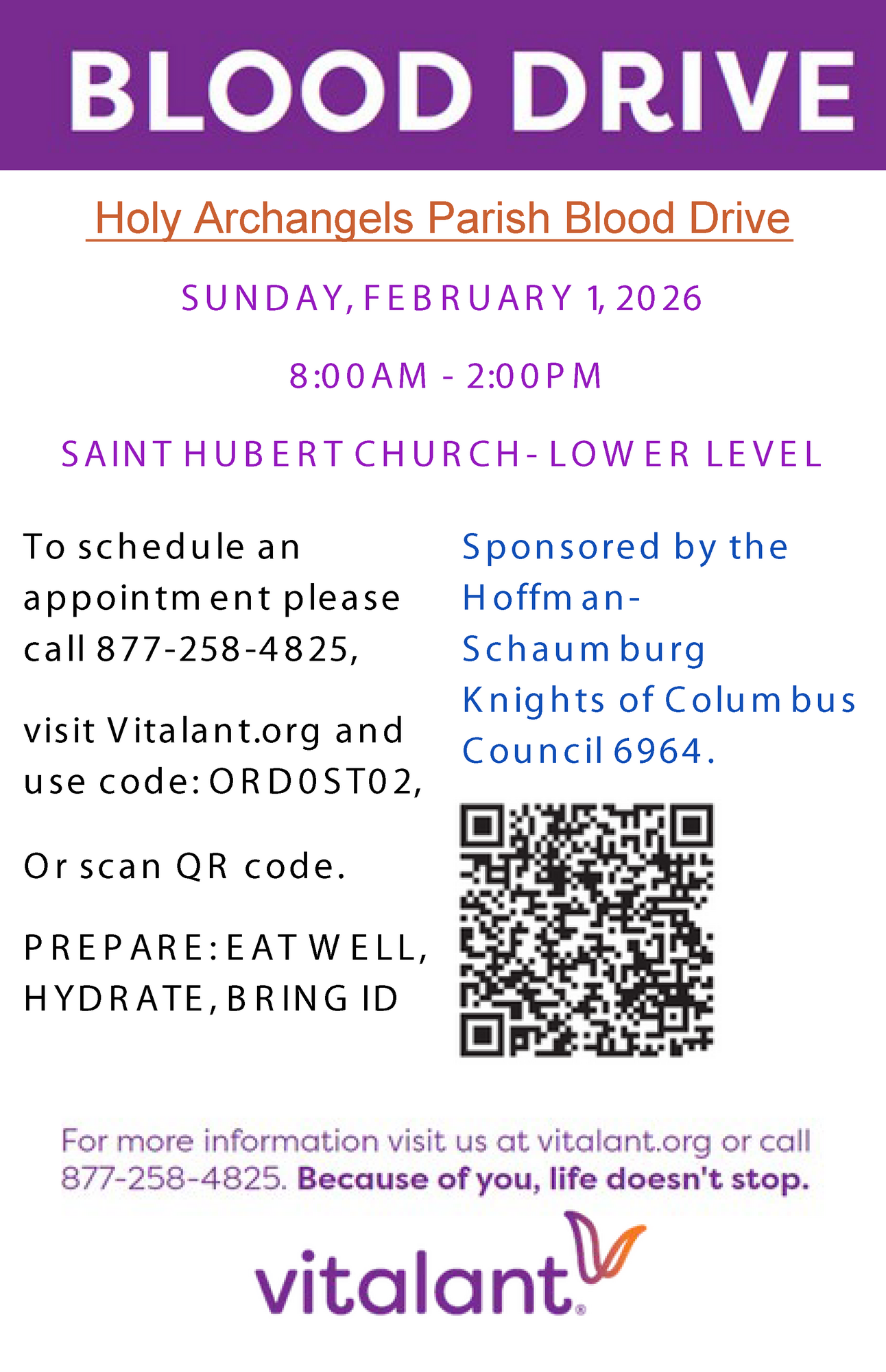 Feb 1 Knights of Columbus Blood Drive