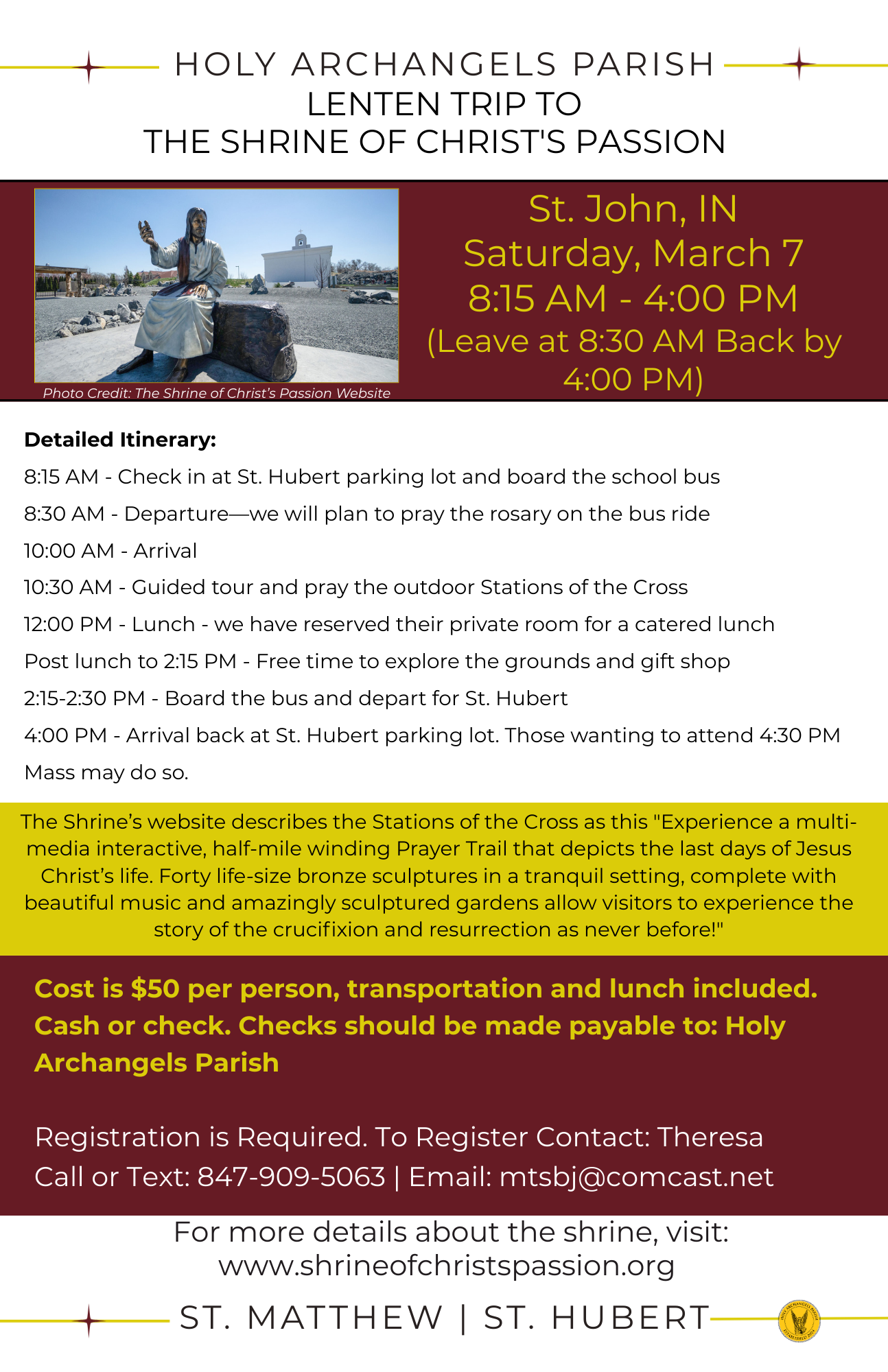 The Shrine of Christ's Passion Parish Trip March 7