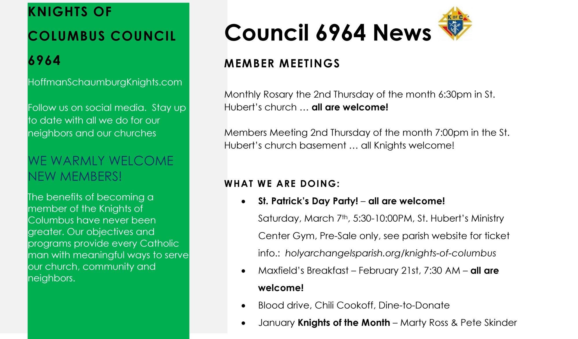 Knights of Columbus January News