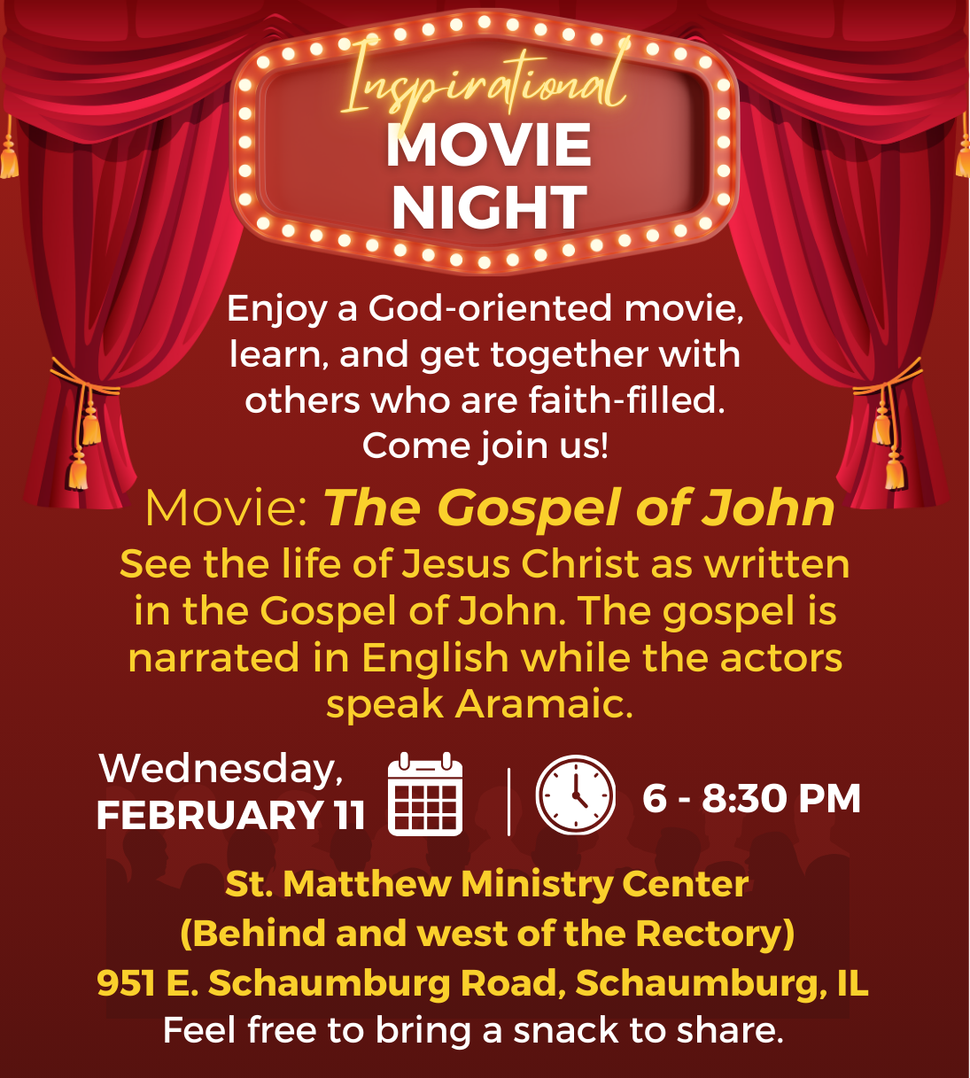 Inspriational Movie Night February 11