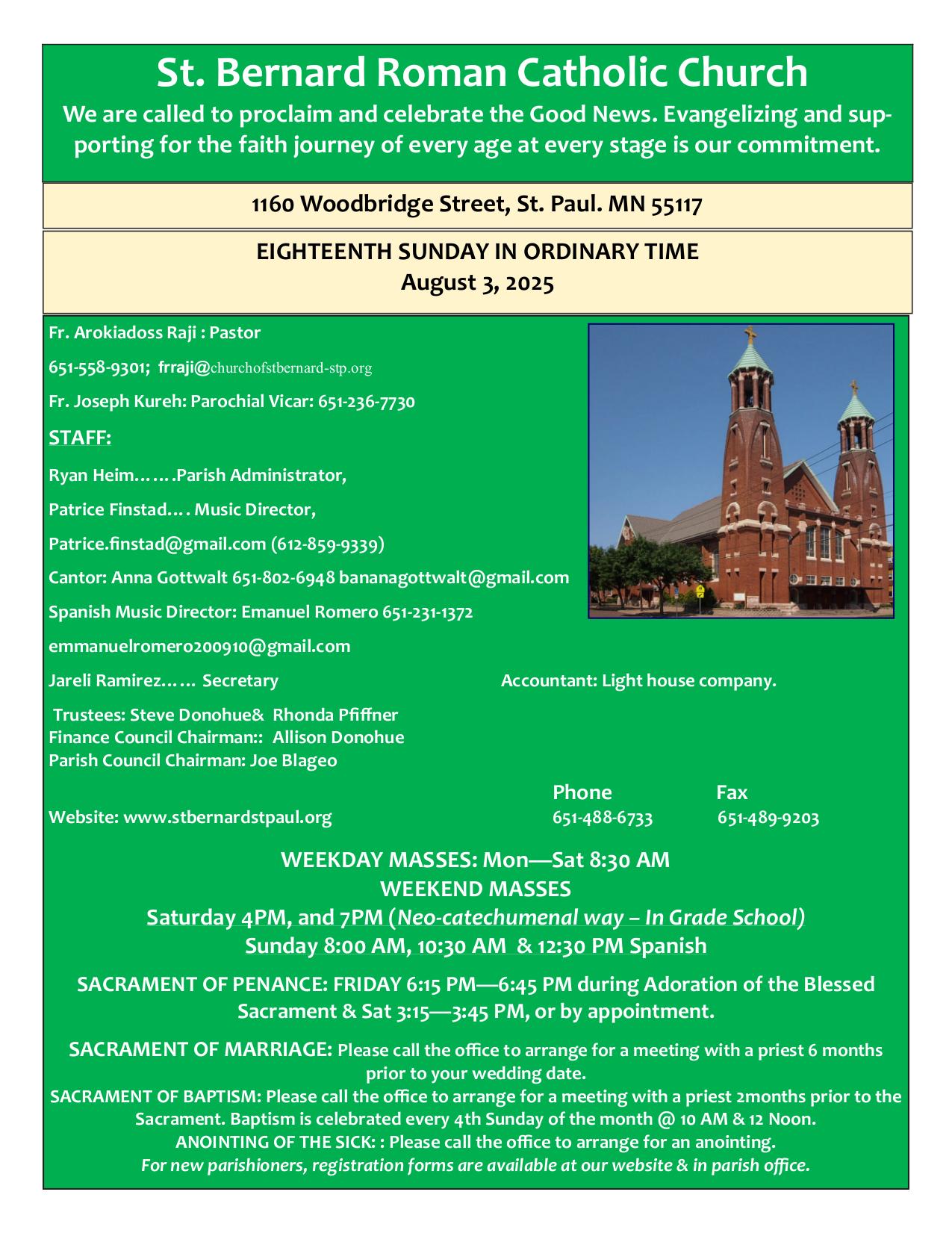 august 3, 2025 Bulletin