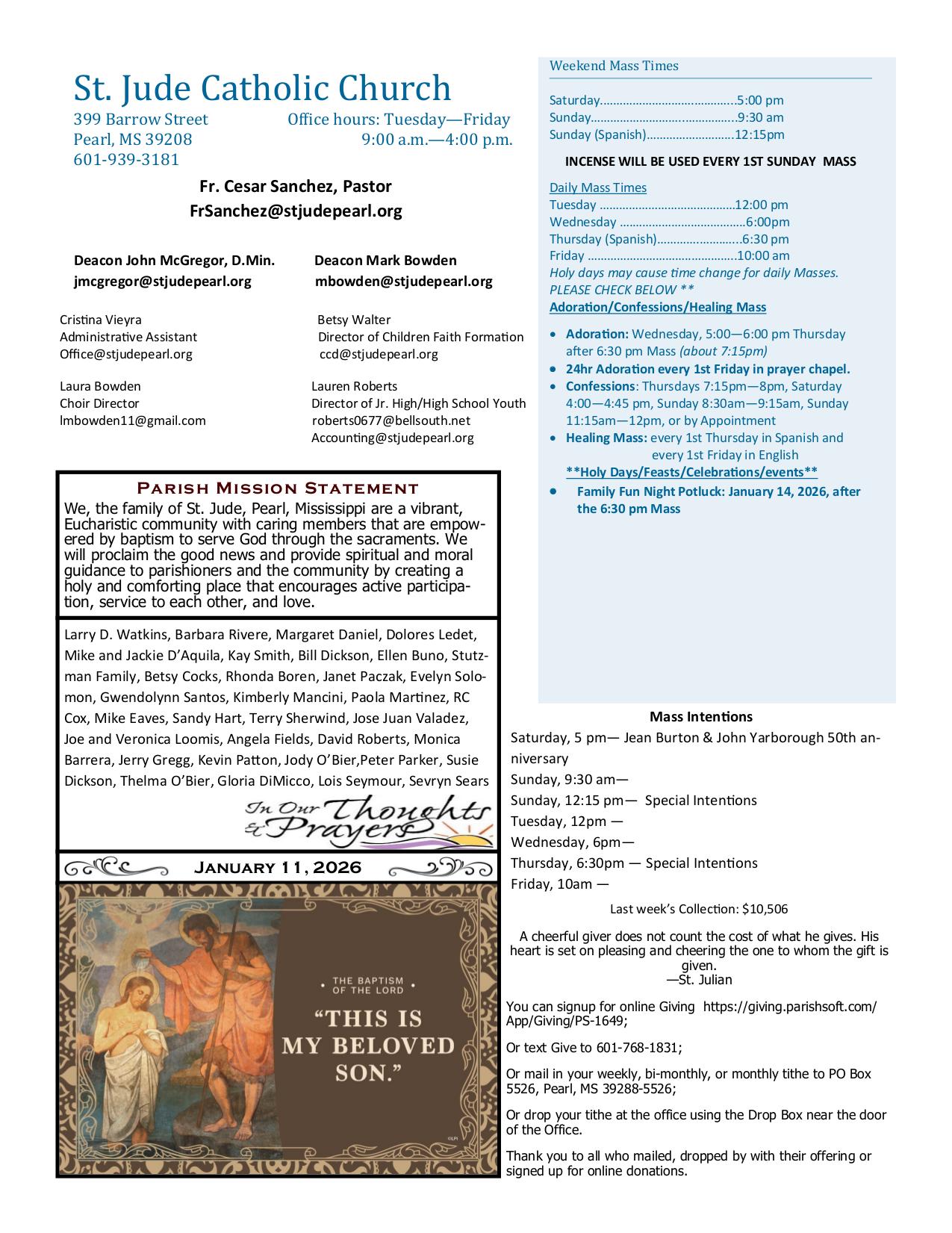 january 11, 2026 Bulletin