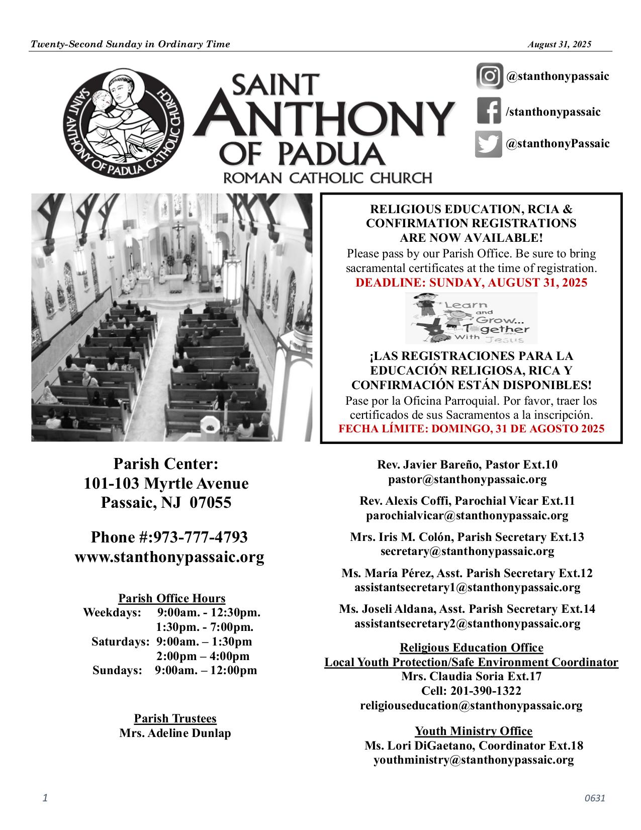 august 24, 2025 Bulletin