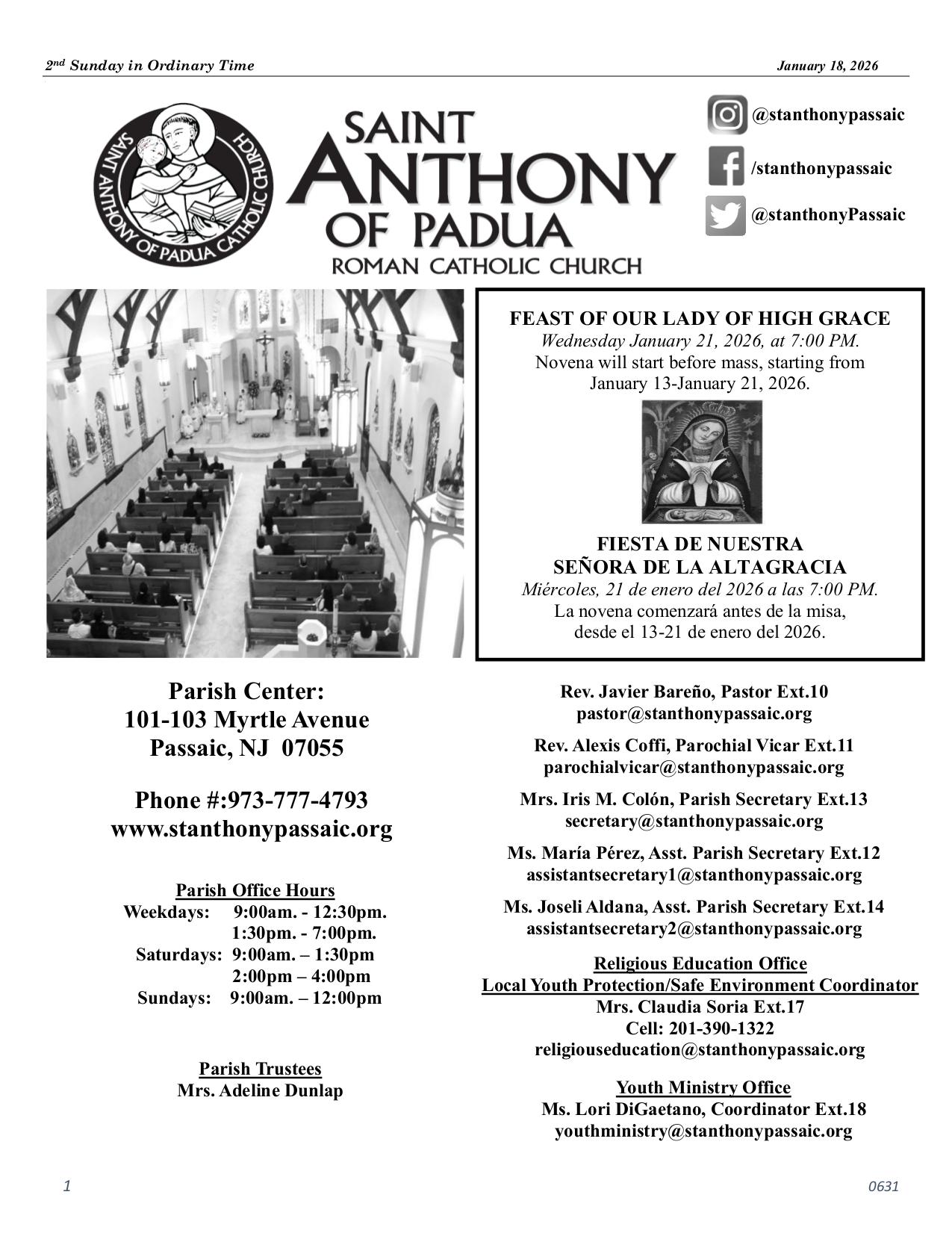 january 18, 2026 Bulletin