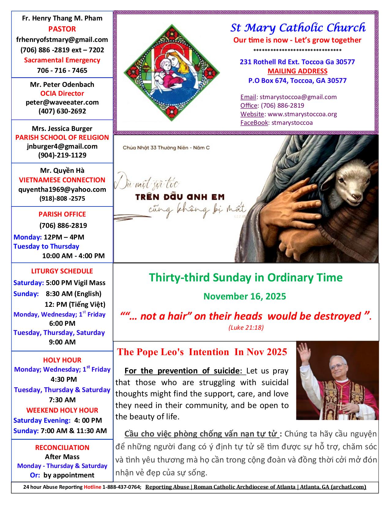 november 16, 2025 Bulletin